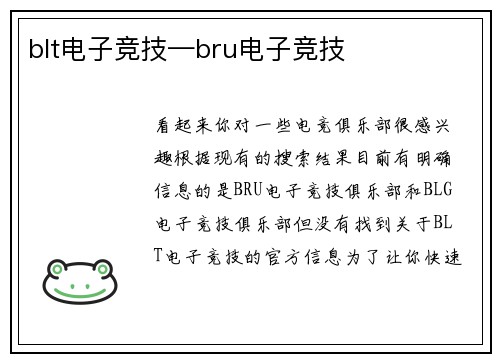 blt电子竞技—bru电子竞技