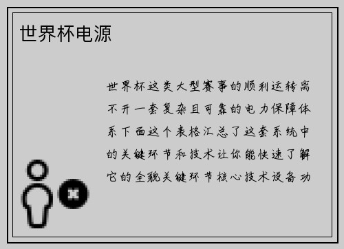 世界杯电源